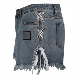 τυπωμένο slogam δαντέλα μέχρι frey hem κοντό WS1483