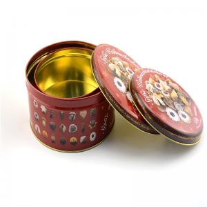 Τυποποιημένο τυπωμένο κυλινδρικό κουτί μπισκότων με ανάγλυφο λογότυπο