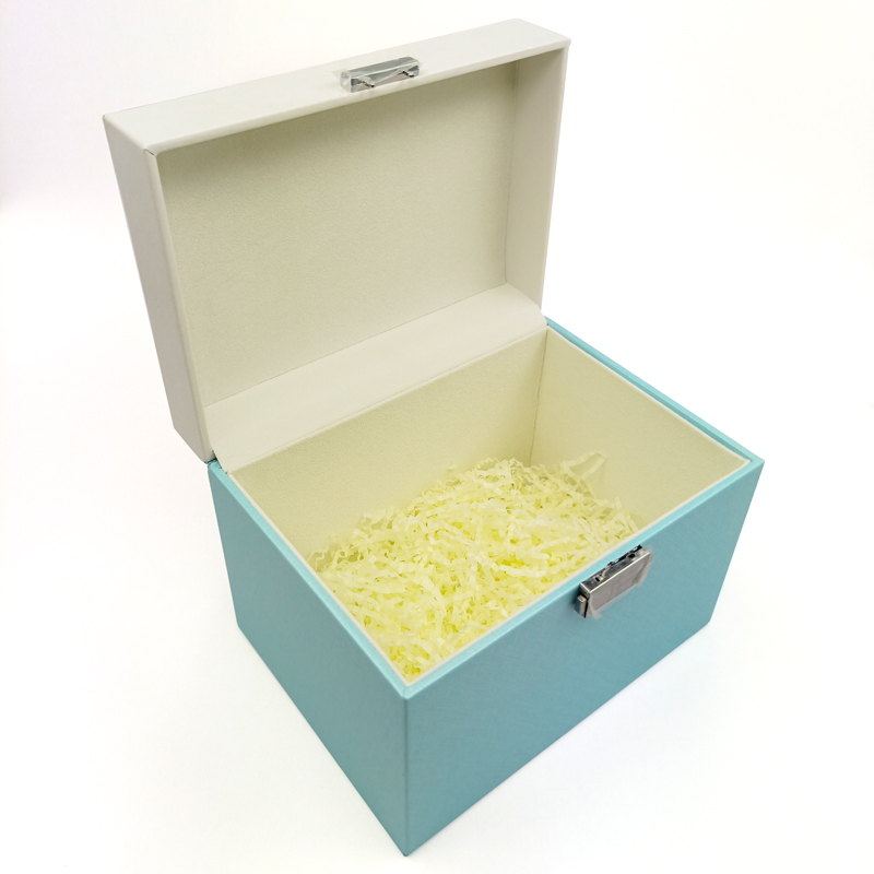 Απλό κουτί αποθήκευσης κοσμήματα από δέρμα PU με γαμήλιο δώρο κλειδώματος