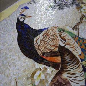 JH165 Προσαρμοσμένο χειροποίητο μοτίβο πλακιδίων τέχνης ψηφιδωτού ψηφιδωτού παγώνιου σχεδίου