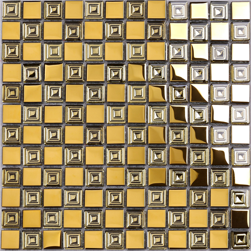 HDT10 Midle Ανατολικό στυλ χρυσό μέταλλο που κοιτάζει Electroplated γυαλί πλατεία μωσαϊκό πλακάκια