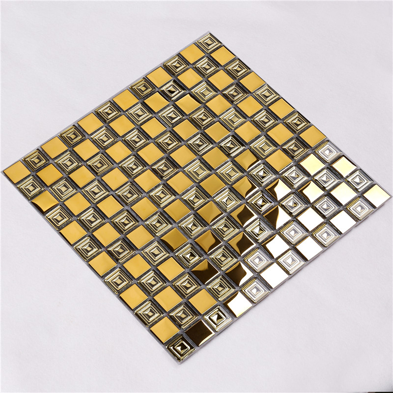 HDT10 Midle Ανατολικό στυλ χρυσό μέταλλο που κοιτάζει Electroplated γυαλί πλατεία μωσαϊκό πλακάκια