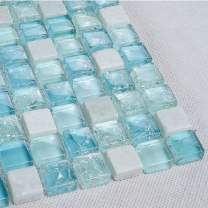 Pure Blue Ice Ice Crackle Θάλασσα Γυαλί Μοναδικό σπασμένο μωσαϊκό Σάουνα Spa Μπάνιο κεραμίδι προς πώληση