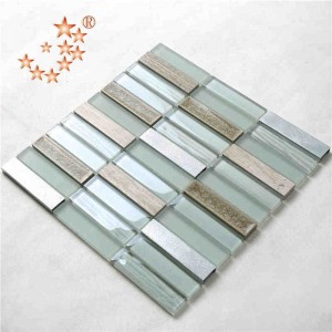 Νέο προϊόν κυματιστό γυαλί κεραμίδι πλακάκι γυαλί πλακάκι γυαλί Matt γυαλί μεικτό μεταλλικό κεραμικό πλακάκι μωσαϊκό για την κουζ...