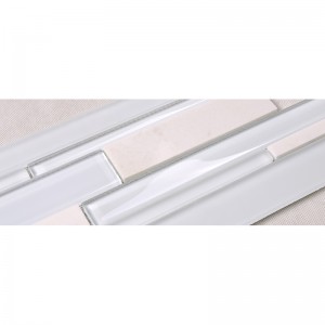 Εργοστάσιο Τιμή Λευκό Γυαλί Μίξη Μαρμάρινη Stone Λωρίδα Μωσαϊκό Πλακάκι για Backsplash Κουζίνα τοίχο