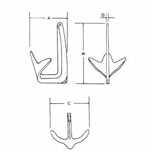 Γαλβανισμένη άγκυρα Bruce για βάρκα