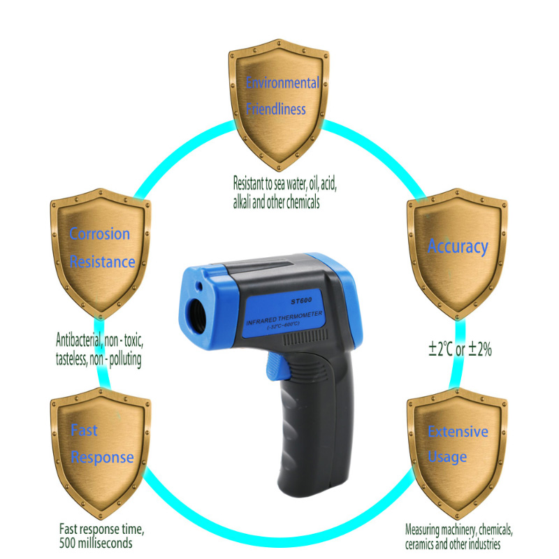 Υψηλή σωστή βαθμονόμηση Επαφή Ψηφιακό λέιζερ με υπερύθρων θερμόμετρο Gun Handheld Χρόνος εγγύησης 1 έτος