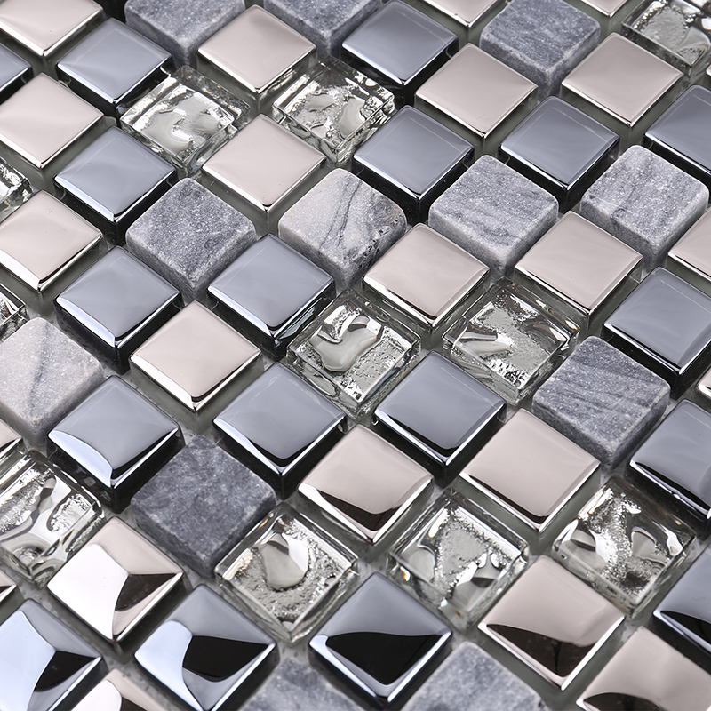 Υψηλής ποιότητας τελευταίες σχεδίασης Crystal Glass Μωσαϊκό Μίξερ Stone Stone για κουζίνα Backsplash Πλακάκι τοίχου γυαλιστερό μαύρο