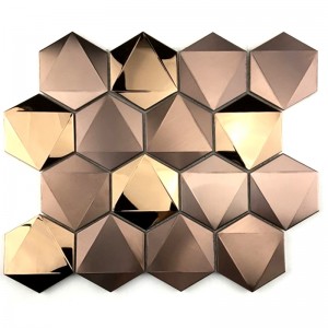 Rose Gold 3D Hexagon 304/316 Ανοξείδωτο Πλακάκια Μωσαϊκό για διακόσμηση τοίχων