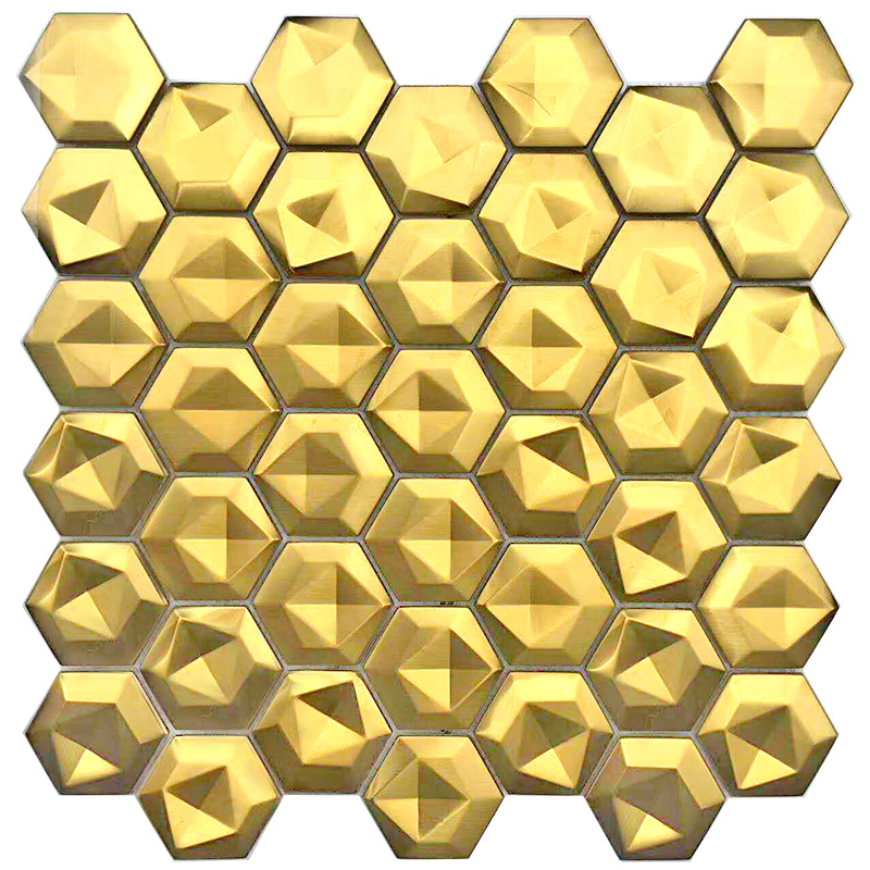 3D μωσαϊκό Hexagon από ανοξείδωτο χάλυβα για το μπάνιο κεραμιδιών και πλακάκια Backsplash Διακόσμησης