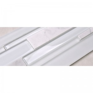 HSD131 Ζεστό Πώληση Τελευταία Σχεδιασμός Λευκό Carrara Μάρμαρο Μικτή Γυαλί Μωσαϊκό Κουζίνα Backsplash Μετρό Πλακάκια