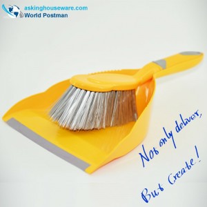 Akbrand Dustpan Brush Broom με TPR soft Dustpan Entrance και TPR soft Handle
