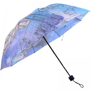 Τσάντα για ψώνια ψηφιακή εκτύπωση 3 πτυσσόμενη ομπρέλα για ταξίδια