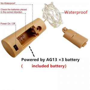 20 λουρίδες LED Λάμπα φιάλη κρασιού φώτα νεράιδα φελλό κορδόνι σύρμα 2M Γάμος γάμου