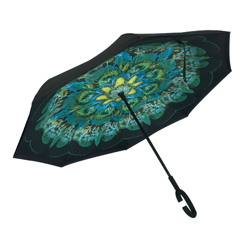 2019 Αυτοκίνητο ομπρέλα προώθησης διπλών επιπέδων Προσαρμοσμένη εκτύπωση Αντίστροφη ομπρέλα με λουλούδι