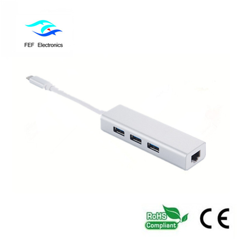 USB 3.1 Τύπος c έως RG45 θηλυκό Gigabit Ethernet + 3 * USB2.0 θηλυκό ABS κέλυφος Κωδικός: FEF-USBIC-016