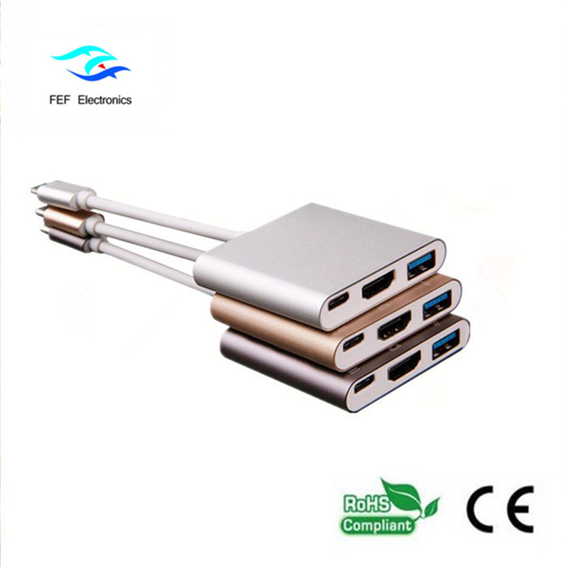 USB τύπου c έως usb3.0 θηλυκό + θήκη HDMI + μετατροπέας PD μεταλλική θήκη FEF-USBIC-005A