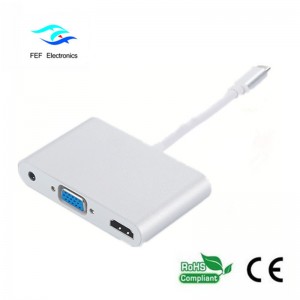 mini displayport / USB 3.1 τύπου c έως HDMI + VGA θηλυκό + ήχο Κωδικός: FEF-DPIC-016