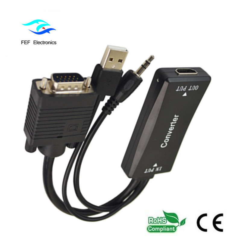 VGA αρσενικό σε HDMI θηλυκό + Ήχος + USB τροφοδοτικό Κωδικός: FEF-HIC-011