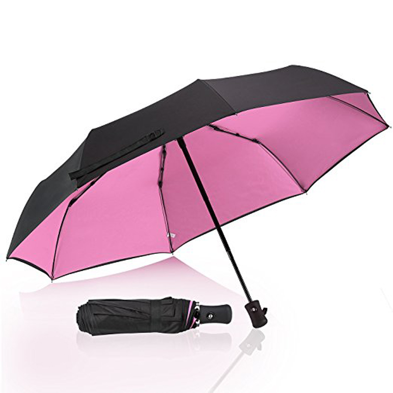 Μαύρη επικάλυψη αντι UV Umbrella 3 Πτυσσόμενη αυτόματη ομπρέλα