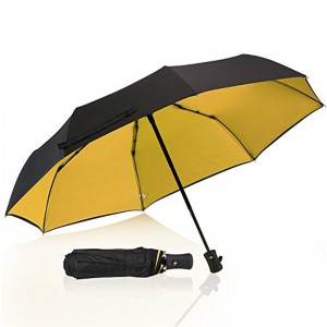 Μαύρη επικάλυψη αντι UV Umbrella 3 Πτυσσόμενη αυτόματη ομπρέλα