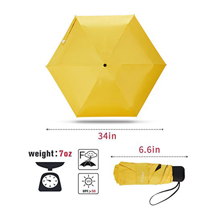 ομπρέλα ομπρέλα ελαφριά ομπρέλα Mini Anti UV κίτρινη μικρή ομπρέλα