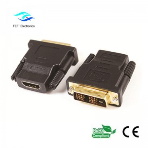 DVI (24 + 1) αρσενικό σε HDMI θηλυκό προσαρμογέα χρυσό / επινικελωμένο Κωδικός: FEF-HD-003