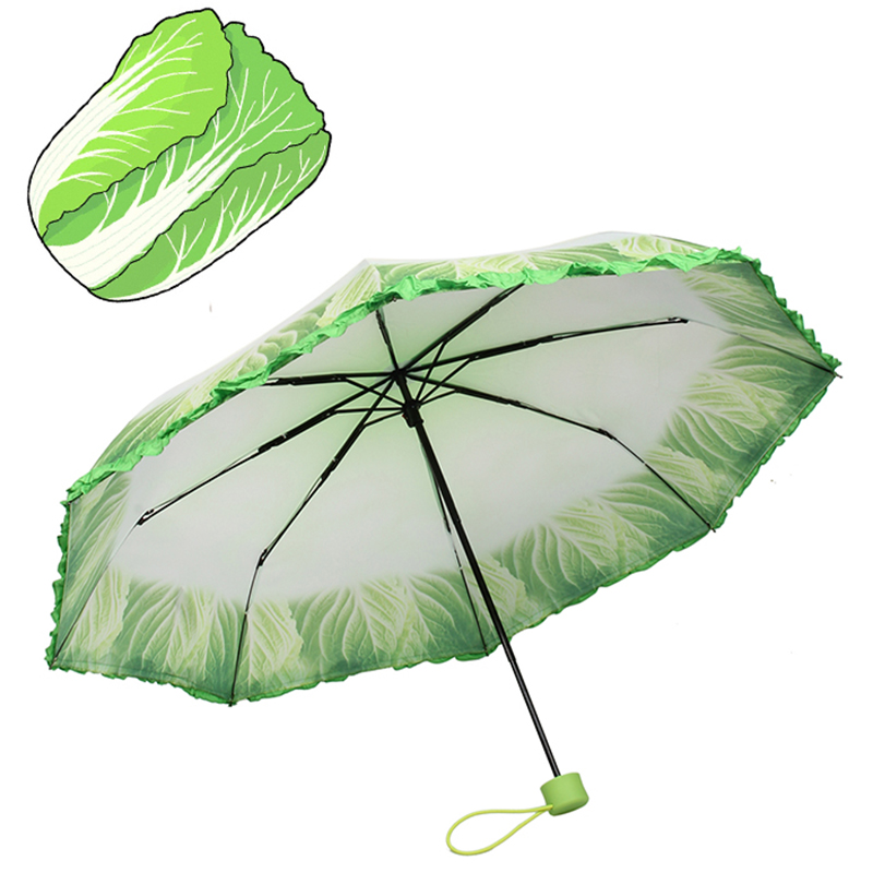 Ψηφιακή ομπρέλα λαχανικών εκτύπωσης μοναδική μοναδική ομπρέλα βροχής 3 φορές μη αυτόματη ανοιχτή ομπρέλα