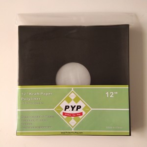 12 ιντσών μαύρο Polyliner LP Εγγραφή εσωτερικό μανίκι