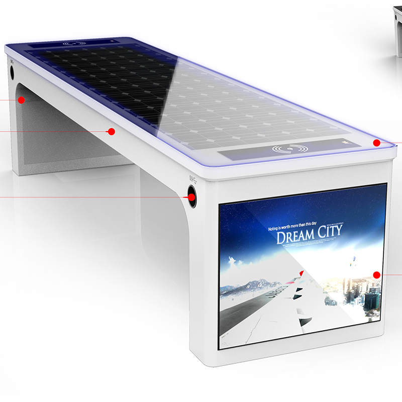Ηλιακός έξυπνος πάγκος στάθμευσης με ασύρματο φορτιστή και δρομολογητή Wifi 4G