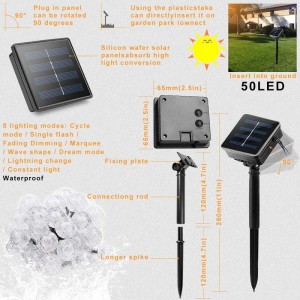 ηλιακή λυχνία φανός 50 LED φούσκα κρυστάλλινη σφαίρα 7 m / 23 ft 8 λειτουργία Χριστουγεννιάτικα φώτα νεράιδα κατάλληλα για υπαίθρια Χρι...