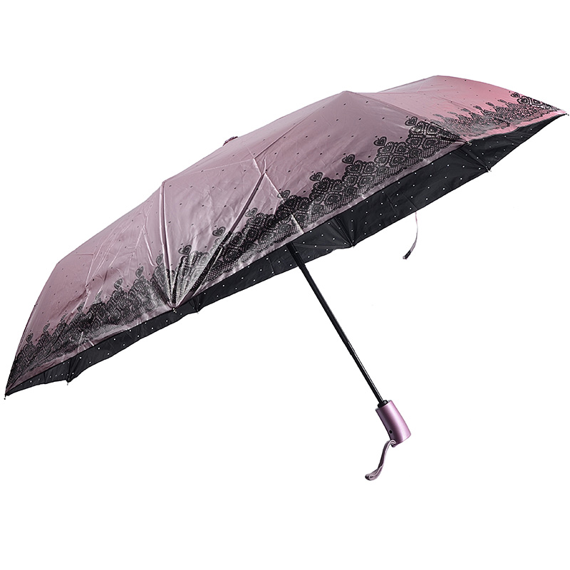 Πολύχρωμη μαύρη επικάλυψη Ομπρέλα προστασίας από υπεριώδη ακτινοβολία 3 πτυσσόμενες βροχές και ομπρέλες ηλίου