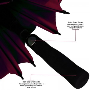 Προώθηση αδιάβροχα διπλά στρώματα Αυτόματη ανοιχτή ομπρέλα γκολφ με λογότυπο έθιμο ώμο μανίκι