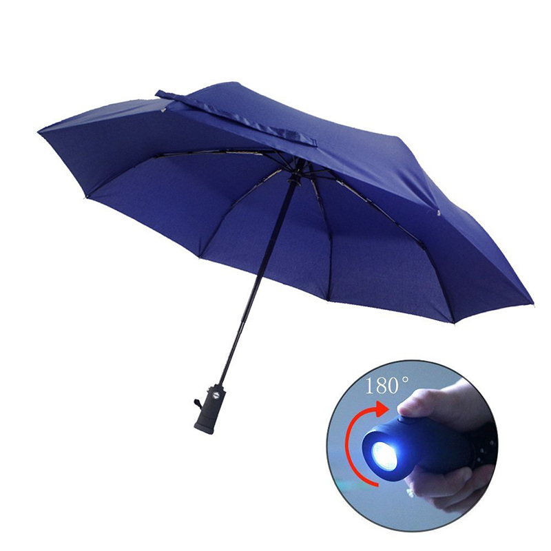2019 Βροχερή ισχυρή αδιάβροχη χονδρική 3πλή ομπρέλα με οδηγημένο φακό