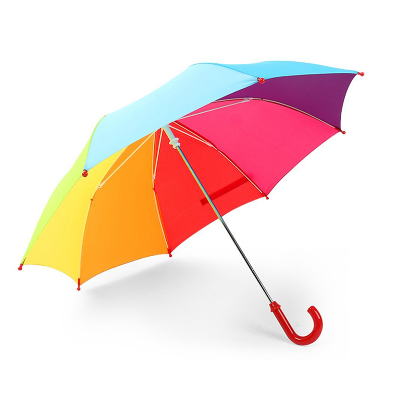 παιδιά ευθεία ομπρέλα ανοιχτή λειτουργία ουράνιο τόξο πολύχρωμο ύφασμα