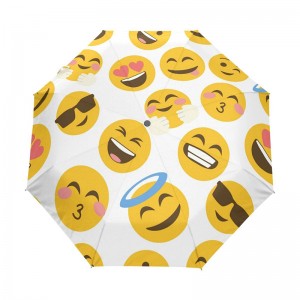 Υπέροχο φθηνότερο έθιμο εκτύπωσης Emoji πλήρη αυτόματη ομπρέλα 3 πτυσσόμενα