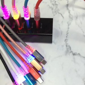 με LED Γρήγορη φόρτιση Γύρος USB καλώδιο για micro USB, Τύπος C, φόρτιση κεραυνό iPhone και συγχρονισμό