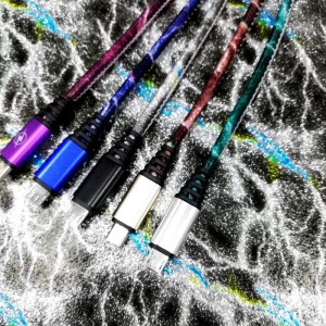 Γυαλιστερή δερμάτινη θήκη PU Γρήγορη φόρτιση Γύρος αλουμινένιο περίβλημα Καλώδιο USB για μικροσυσκευή USB, φόρτιση και συγχρονισμό ...