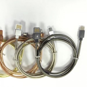 Διπλό προσώπου USB 2.0 μεταλλικό καλώδιο σωλήνα Φόρτιση γύρο αλουμινίου στέγασης Micro σε USB 2.0 καλώδιο δεδομένων