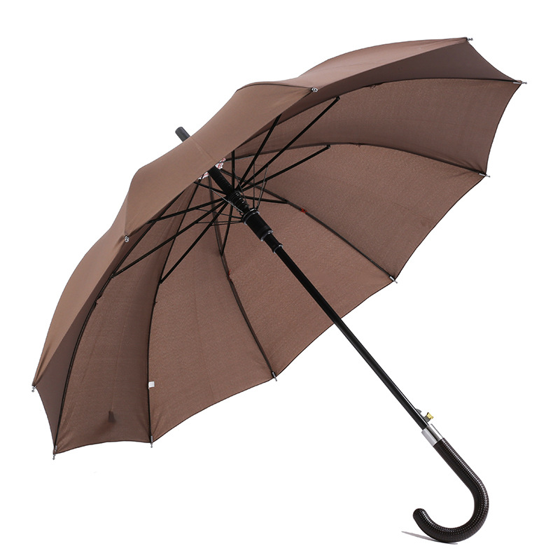 Υπαίθρια έθιμο λογότυπο 190T pongeee ύφασμα μεταλλικό πλαίσιο J σχήμα λαβή αυτόματη ανοιχτή κανονική ευθεία ομπρέλα