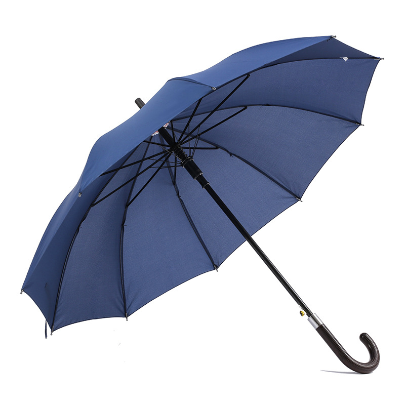 Υπαίθρια έθιμο λογότυπο 190T pongeee ύφασμα μεταλλικό πλαίσιο J σχήμα λαβή αυτόματη ανοιχτή κανονική ευθεία ομπρέλα