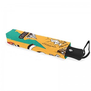 Αδιάβροχη προσαρμοσμένη εκτύπωση υφασμάτινη μεμβράνη 2 υφασμάτινες ραβδώσεις τομής αυτόματη 3 πτυσσόμενη ομπρέλα