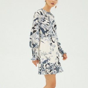 2022 βανίλια μακρύ μανίκι μίνι φόρεμα εκτύπωσης για κυρία