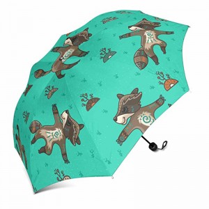 Κίνα κατασκευαστής ελαφρύ πλαστικό λαβή αυτόματη ανοιχτή έθιμο κινούμενα σχέδια εκτύπωσης 3 αναδιπλούμενη ομπρέλα