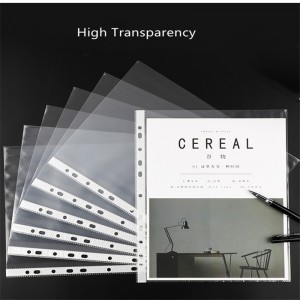 Τρείς τσέπες \u0026 11 οπές τσέπες με τρύπες Διαφανές προστατευτικό φύλλων