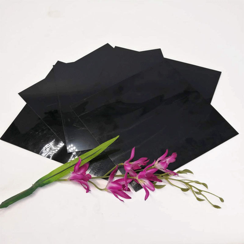 Hot πώληση 1,0 mm μαύρο γυαλιστερό σκληρό πολυεστέρα πλαστικό φύλλο για διακόσμηση επίπλων