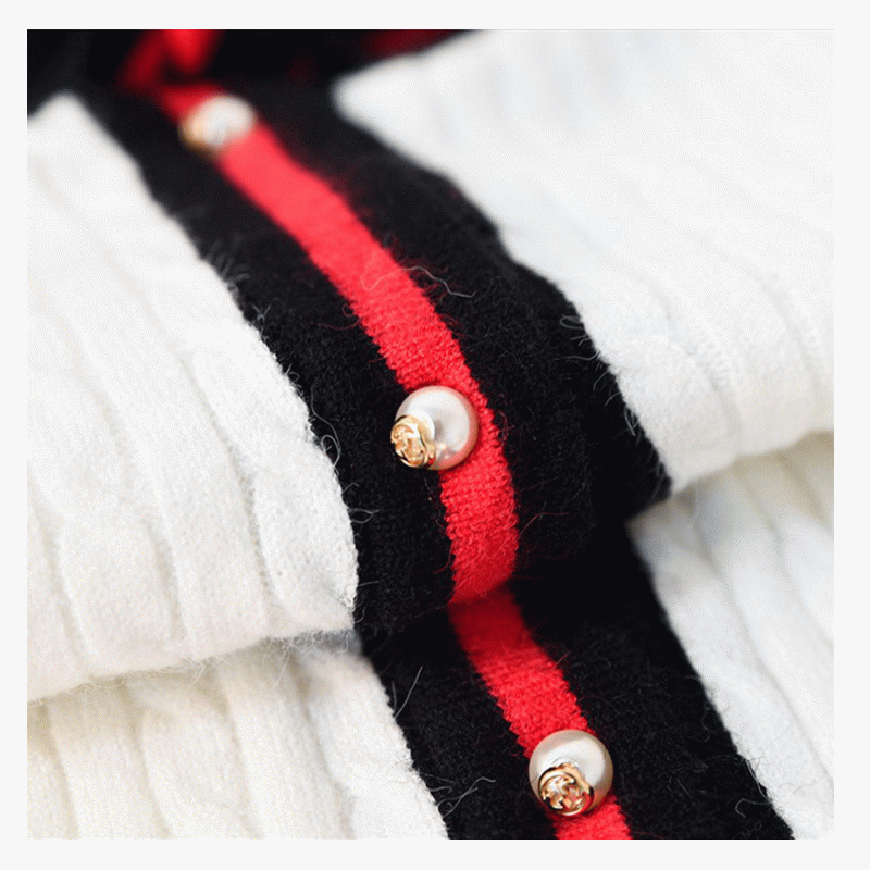 Χονδρική Cardigan Striped άκρες με Butterfly Knot Κυρίες Φθινόπωρο χειμώνα πουλόβερ