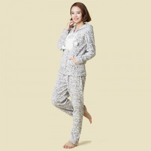 Γυναίκα Printed Coral Fleece Ενηλίκων Pajama Σετ