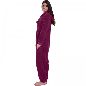 Γυναίκες Red Pajamas Onesie με κουκούλα με τα αυτιά των ζώων