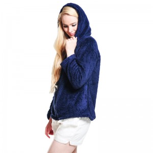 Γυναίκες Snuggle Fleece Ναυτικό Φερμουάρ μπλούζα με κουκούλα